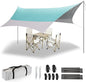 12X14FT Camping Tarp with 2 Poles, UV UPF50+ Lightweight Car Awning Sun Shelter, PU3000 Waterproof Tarp for Camping, Hiking and Backpacking Trips