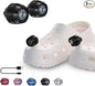 RAHAN Rechargeable Headlights for Croc 2pcs,Flashlights Attachment for Crocs, LED Shoes Light with 3 Light Modes for Dog Walking, Camping, Running, Suitable for Adults Kids, Black