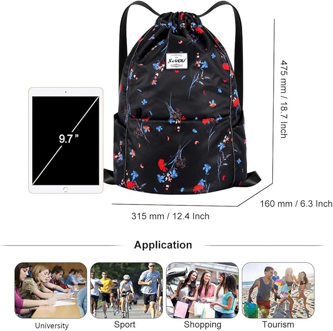 XEYOU Drawstring Sports Backpack Lightweight Gym Yoga Sackpack Shoulder Rucksack Casual Outdoor Daypack for Women and Men