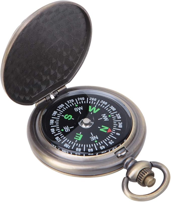 Nikou Vintage Pocket Compass，Kids Classic Portable Compass Accurate Waterproof for Hiking Outdoor Camping Motoring Boating Backpacking Survival Emergency (Zinc Alloy)