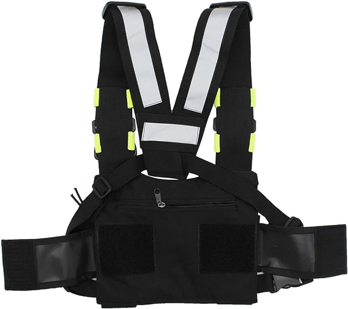 Universal Radio Harness Chest Rig Bag Pocket Pack Holster Vest Fluorescent Green for Two Way Radio