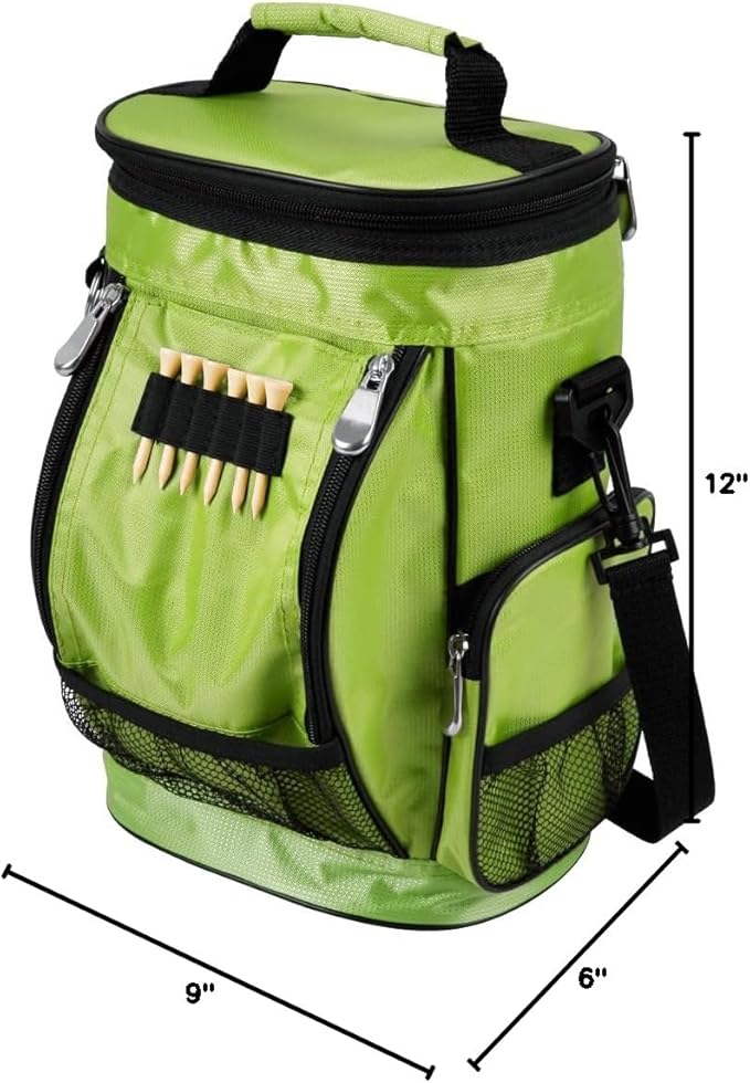 Intech Golf Bag Cooler and Accessory Caddy, Portable Soft Sided 10-Can Insulated Cooler Bag, Fits on a Golf Cart, Push Cart or Carry