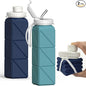 Collapsible Water Bottles 20.6oz, Silicone Foldable Portable Travel Water Bottle, Folding Lightweight Reusable Leakproof for Traveling Camping Hiking Cycling Yoga Sports Outdoor