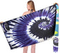 Microfiber Sand Free Beach Towel with Zipper Pocket ,Quick Fast Dry Oversized Lightweight Big Large Towels for Travel Pool Swimming Bath Camping Adult Women Men Tie Dye Beah Towel (tie dye purple)