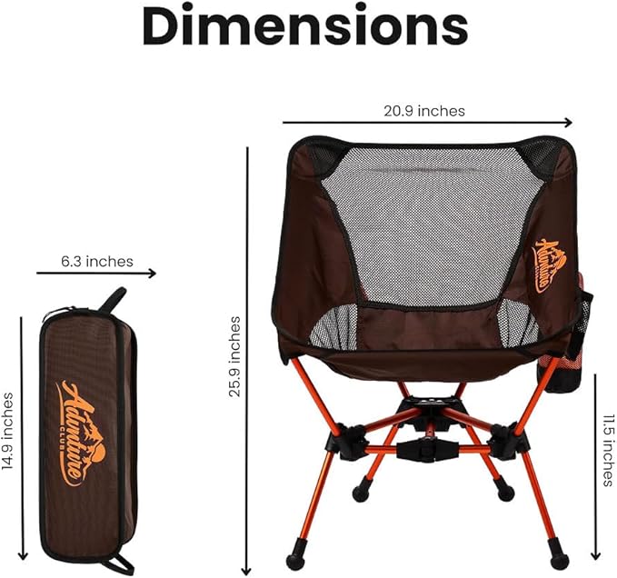 Portable Camping Chair with 3 Towels | Compact, Foldable & Sturdy - Lightweight Backpacking Chair for Camping, Hiking, Beach, Tailgates and More | 330 Lbs Capacity