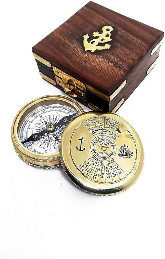 Smizzy Navigational Maritime Vintage Nautical Brass Compasses Fully Functional Titanic/Robert Frost Poem Compass/Sundial for Gift and Home Décor
