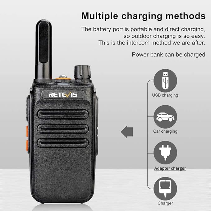 Retevis RB35 Walkie Talkie 6 Pack, Small and Lightweight Two Way Radios Rechargeable, Flashlight, Hands Free, Handheld Portable 2 Way Radio for Staff Grocery Stores Travel Gift Skiing Event