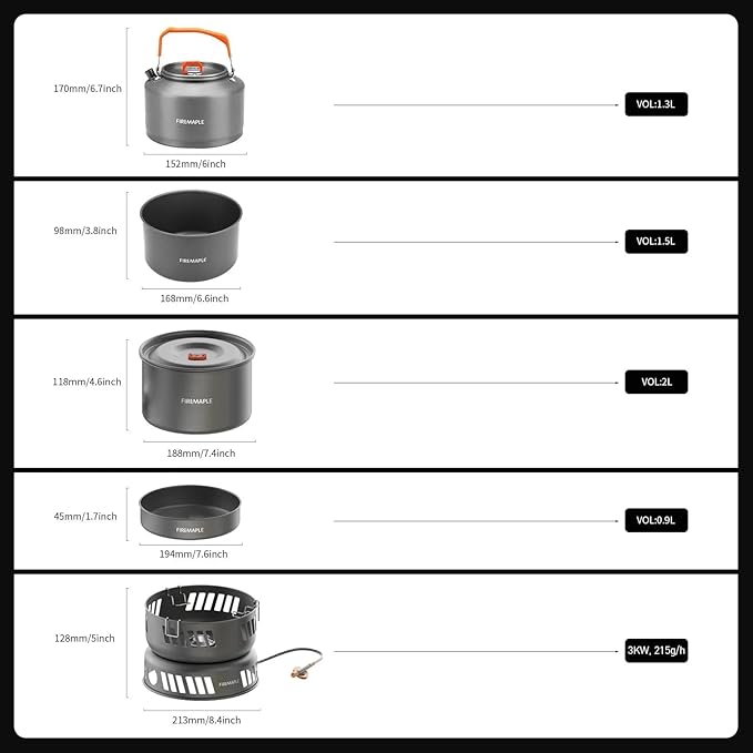 Fire Maple Versatile Outdoor Cooking Set w/Alcohol Stove Aluminum, Compact & Durable Camping Cookware Kit