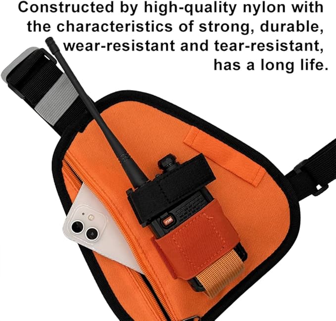 Radio Chest Harness Shoulder Radio Holster Chest Pack Adjustable Single Radio Pouch Two-Way Radio Holster for Motorola Radios and BAOFENG Walkie Talkies etc.