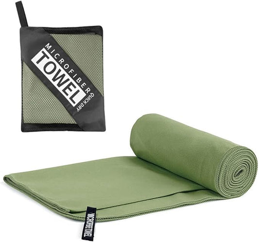 Quick Dry Towel Beach Swim Bath Towel Super Absorbent Microfiber Fast Drying Towels Lightweight for Travel Sports Camping Hiking Backpacking Gym Swimming Yoga (army green, 15.75 "* 31.5")