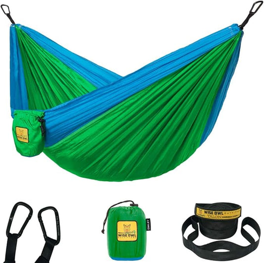 Wise Owl Outfitters Hammock for Camping Hammocks Gear for The Outdoors Backpacking Survival or Travel - Portable Lightweight Parachute Nylon - Up to 500lbs