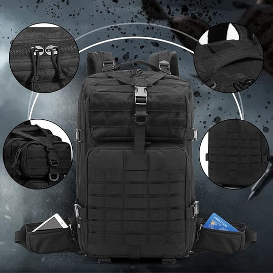 EMDMAK Military Tactical Backpack, 42L Large Military Pack Army 3 Day Assault Pack Molle Bag Rucksack