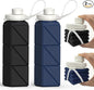 Collapsible Water Bottles 20.6oz, Silicone Foldable Portable Travel Water Bottle, Folding Lightweight Reusable Leakproof for Traveling Camping Hiking Cycling Yoga Sports Outdoor