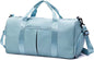 ZGWJ Sports Gym Bag with Wet Pocket & Shoes Compartment, Waterproof Shoulder Weekender Bag for Women and Men Swim Sports Travel Gym Bag Lightweight and easy Carry on Light Blue