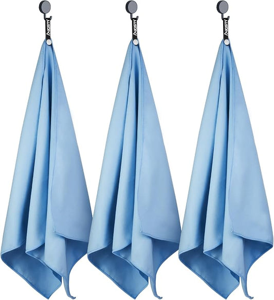 RABIGALA 3PACK 19.38 * 38.97in Microfiber Towel,Backpacking Towel, Camping Towels Fast Drying Lightweight, Soft Compact Lightweight Quick Dry Fitness Hiking Yoga Camping Travel Towel