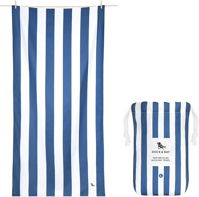 Dock & Bay Quick Drying Towel - for Sports, Gym, Travel, Yoga, Camping, Swimming - Super Absorbent, Compact, Lightweight - 100% Recycled Materials - Includes Bag - Variable Sizes