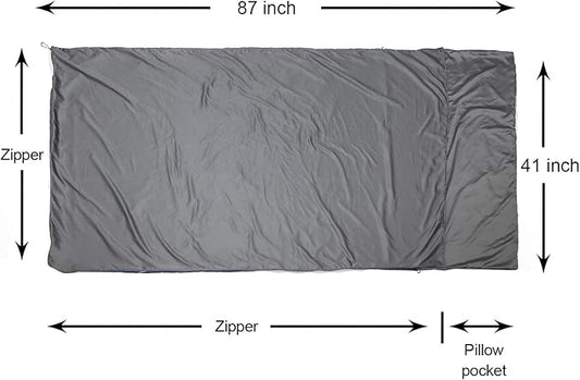 Browint Premium Sleeping Bag Liner with All Around Two-Way Zippers, 87"x41" Extra Wide Sleeping Sack for Hotel, Breathable Lightweight Travel Sheet, Multifunctional Bed Sheet for Camping, All Seasons