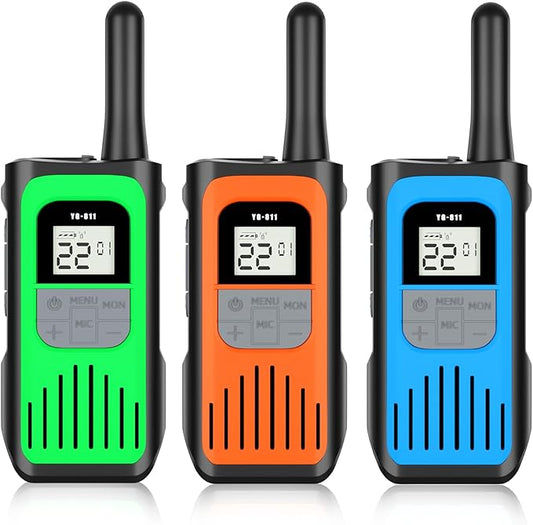 Walkie Talkies for Adults, Rechargeable Walkie Talkies Long Range 22 Channel Two-Way Radios with 1200mAh Li-ion Batteries and USB Charger for Biking,Camping,Hiking,3 Pack