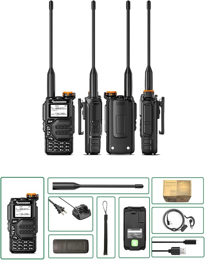 UVK5 AM/FM/DTMF walkie Talkie 200 Channel Type-C Charging Three Frequency Receiving walkie Talkie NOAA Weather Forecast, with Flash VOX Replication Frequency LCD Display