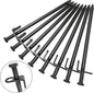 BareFour Tent Stakes Heavy Duty, 8-Inch Camping Stakes, Forged Steel Tent Pegs Unbreakable and Inflexible - Available in Rocky Place Dessert Snowfield and Grassland (8 Pack 8 Inch)