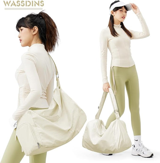 Small Gym Bag with Shoe Compartment, Workout Sport Duffle Bag for Women Travel, Waterproof Shoulder Overnight Bags Lightweight Carry on Tote Bags for Swim, Yoga, Dance