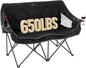 ARROWHEAD OUTDOOR Portable Folding Double Duo Camping Chair Loveseat w/ 2 Cup & Wine Glass Holder, Heavy-Duty Carrying Bag, Padded Seats & Armrests, Supports up to 500lbs, Charcoal Black, USA-Support