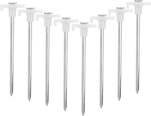Tent Stakes, Galvanized Steel Pop Up Tent Stakes Pegs with Fluorescent Stopper for Pitching Camping Tents Canopy (White)