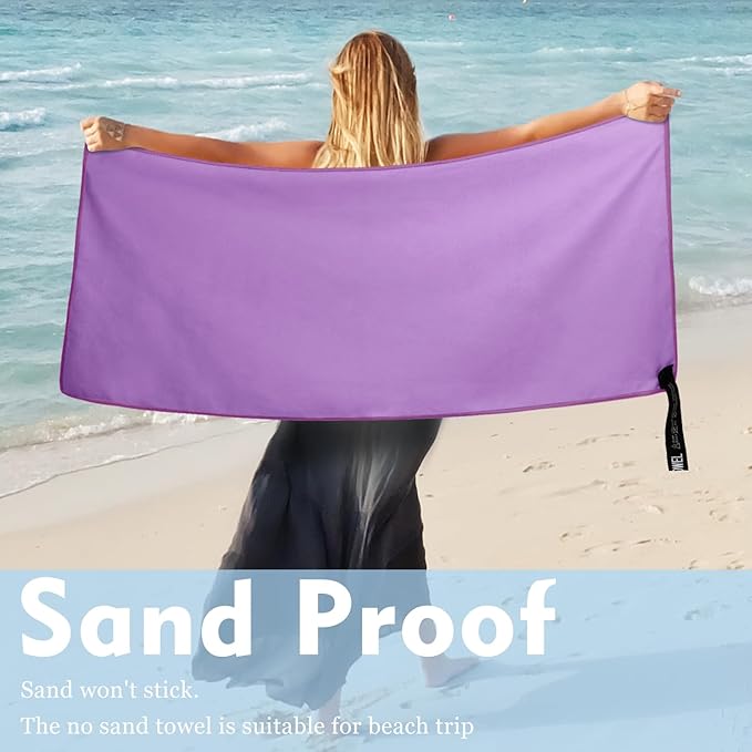Microfiber Travel Towel, Soft Lightweight Quick Dry Towel, Super Absorbent Compact Travel & Sports & Beach Towels for Camping, Backpack, Gym, Swimming, Yoga, Hiking (L:24"×48" -Purple)