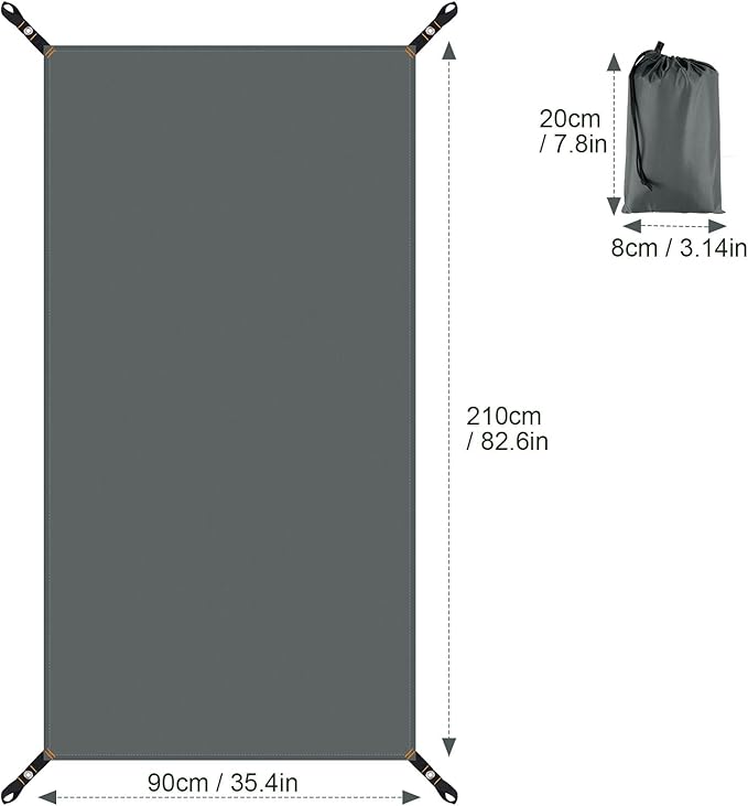 Odoland Camping Tent Footprint and Tent Stakes Set, 83" x 35" Waterproof Tarp with Carry Bag for Under Tent, Ultralight Tent Footprint for Ground Camping Hiking