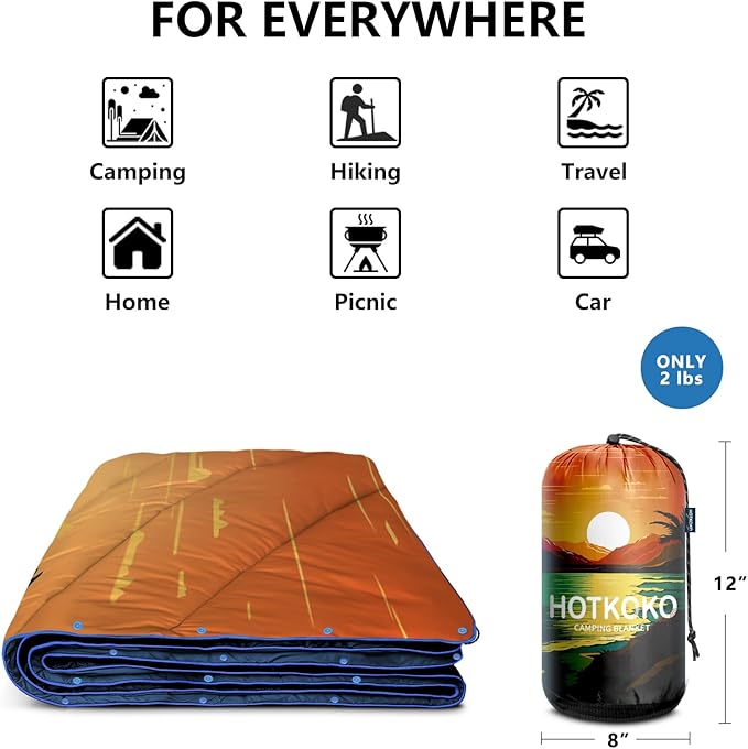 Camping Blanket,Lightweight Down Alternative Puffy Printed Camping Blanket Packable Outdoor Blanket for Camping,Traveling, Stadium, Hiking, Picnics