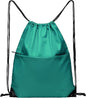 BuyAgain Drawstring Backpack Sports Water Resistant String Bag Sport Gym Sackpack for Women Men Students Large Size with Zipper, Teal