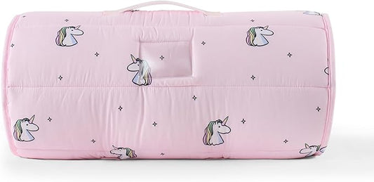 Kids Sleeping Bag Nap Mat with Pillow & Blanket – 3-in-1 Machine Washable Quilted Mat for Toddlers – Portable with Handles – 20" x 50" for Daycare, Preschool, Travel, & Sleepovers