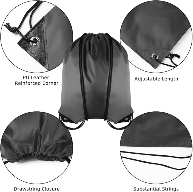 GoodtoU Drawstring Backpacks, 100 Pieces Drawstring Bags Bulk Nylon Backpack for Sport, Traveling, Team (Grey)