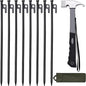 8pcs Tent Stakes and Hammer Set, 16in Heavy Duty Forged Steel Tent Stakes + Camping Hammer + Storage Pouch, Available in Rocky Place (8pcs 16in Stake+Hammer)
