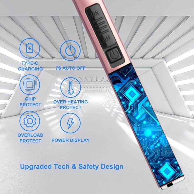 MeeToo Electric Candle Lighter Rechargeable Lighter Type-C Plasma Arc Lighters for Candle Camping Kitchen (Rose Gold)
