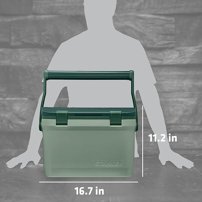 Stanley Adventure Outdoor Cooler 16 qt | Heavy Duty Outdoor Camping Cooler with Easy Carry Top Handle | 36 Hour Cooling Ice Chest for 21 Cans| BPA-Free | Stanley Green