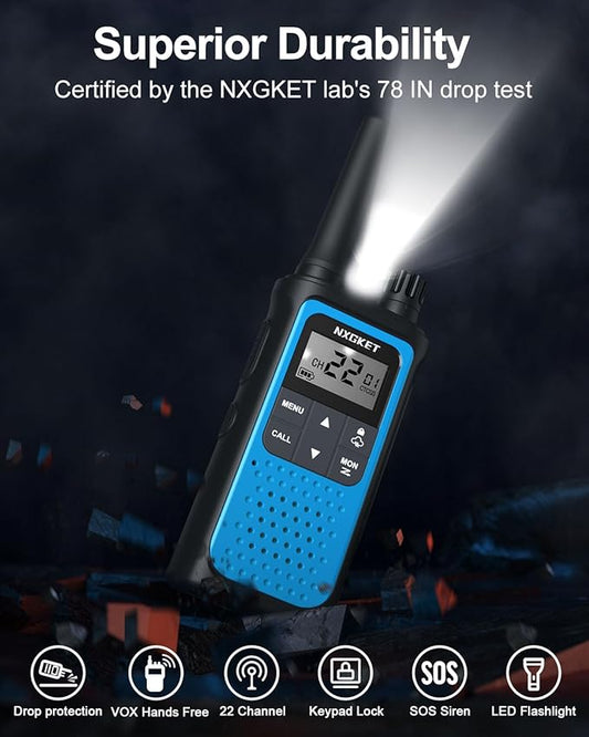 Walkie Talkies Long Rang for Adults NOAA Weather Alerts Scan, Rechargeable Walkie Talkies 2 Way Radio 22 Channel 6 Pack with 1800mAh Li-ion Battery USB-c Cable Hiking Accessories Camping Gear