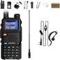 BAOFENG UV-5RM Two Way Radio Multi-Band Long Range Walkie Talkie NOAA USB-C Charging Upgrade of UV-5R Ham Radio Air Band 1.77in LCD Screen with Headset and 771 Antenna