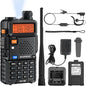 BAOFENG UV-5R Two Way Radio Long Range Walkie Talkies for Adults Handheld Ham Radio with 128 Channels, DTMF, VOX, SOS, Flashlight, 1800mAh Rechargeable Battery, Earpiece