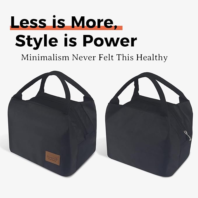 Aosbos Black Lunch Bag Women Insulated Lunch Bags for Adult Lunch Box for Women Lunchbox Lunch Tote Bento Box Cooler Bag for Work Office Picnic
