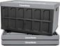 CleverMade Collapsible Storage Bins with Lids - Stone 3 Pack 46L - Plastic Containers Stackable Organization Crates Home Closet Space-Saving Durable
