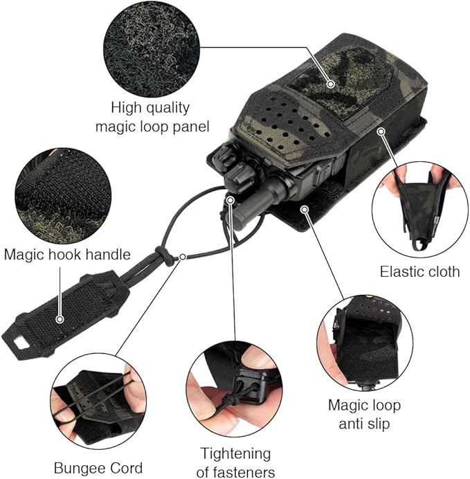 Tactical Radio Holster Molle Radio Pouch Universal Radio Holder for Walkie Talkie Motorola BaoFeng UV-5R BF-F8HP Adjustable Storage Rifle Magazine Pouch(Multi-camo Black)
