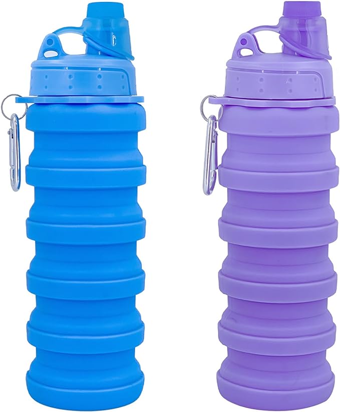 Collapsible Water Bottles Travel water bottle Sports Portable Sport Water Bottle Reusable Water Bottles comes with mountaineering Buckle 500ml silicone Water-proof camping water bottle