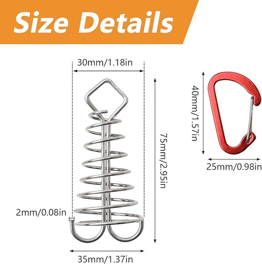 MOROBOR Deck Anchor Pegs, 10 PCS Windproof Aluminium Alloy Fish Bone Tent Stakes with Spring Buckle 5 Colors Portable Adjustable Octopus Wind Rope Anchor for Outdoor Camping(Square Top)