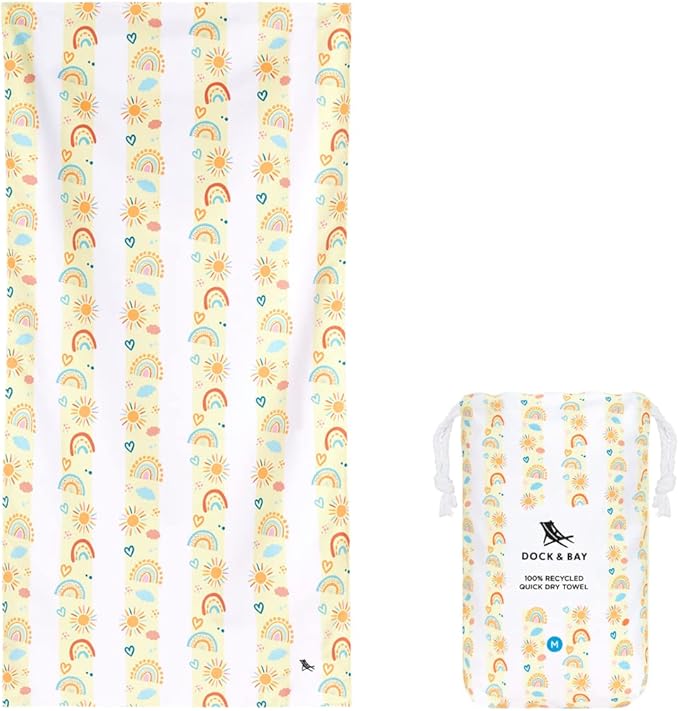Dock & Bay Quick Drying Towel - for Sports, Gym, Travel, Yoga, Camping, Swimming - Super Absorbent, Compact, Lightweight - 100% Recycled Materials - Includes Bag - Variable Sizes