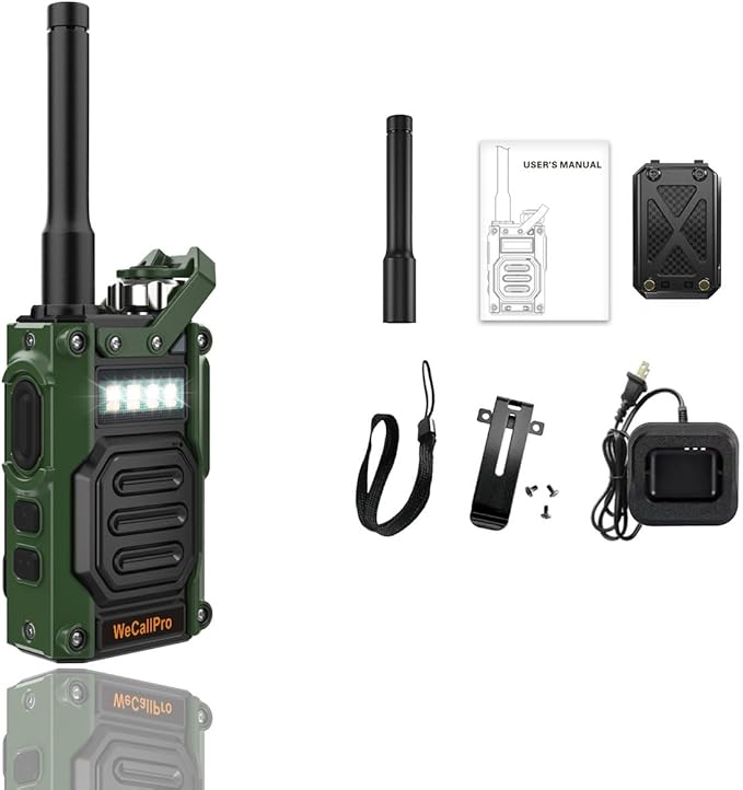 Zinc Alloy Housing Long Distance Walkie Talkies Rechargeable for Adults, One Key Alarm, GMRS Two Way Radio for Hiking Camping 2 Way Radio with Flashlight WCP03 (Only One Pack)