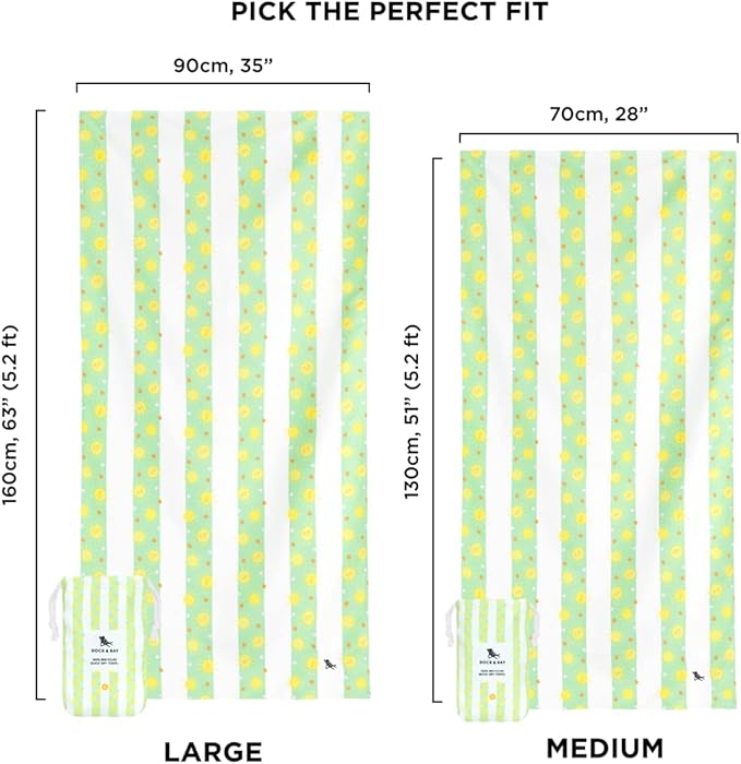 Dock & Bay Quick Drying Towel - for Sports, Gym, Travel, Yoga, Camping, Swimming - Super Absorbent, Compact, Lightweight - 100% Recycled Materials - Includes Bag - Variable Sizes
