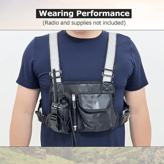 Hunting Radio Chest Harness Chest Pocket- Universal Talkie Talkie Holder Vest for Outdoor Hiking Camping Rescuing Mountaineer