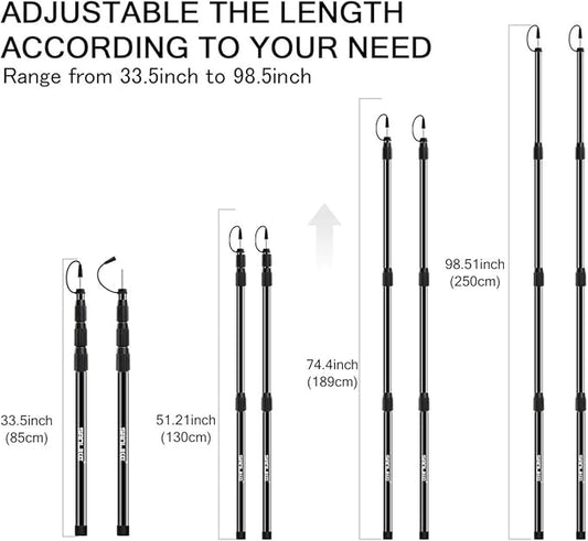 SANLIKE Tent Poles for Tarp, 8.2' Tarp Poles Set of 4, Tent Poles Replacement, Telescoping Pole, Canopy Poles, Camping Poles for Rooftop Tents, Trekking Pole Tent for Rain Fly, Camper, Awning – Gray