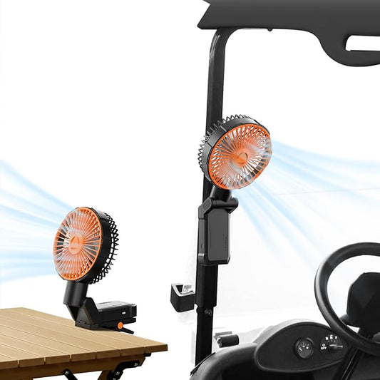 Portable Handheld Fan Oscillating, Hand Held Fans for Women Men Travel, USB Rechargeable Folding Fan with Magnetic Base, 4 Speed, 3 Lights, Personal Hand Fan with Clicp for Travel, Golf Cart